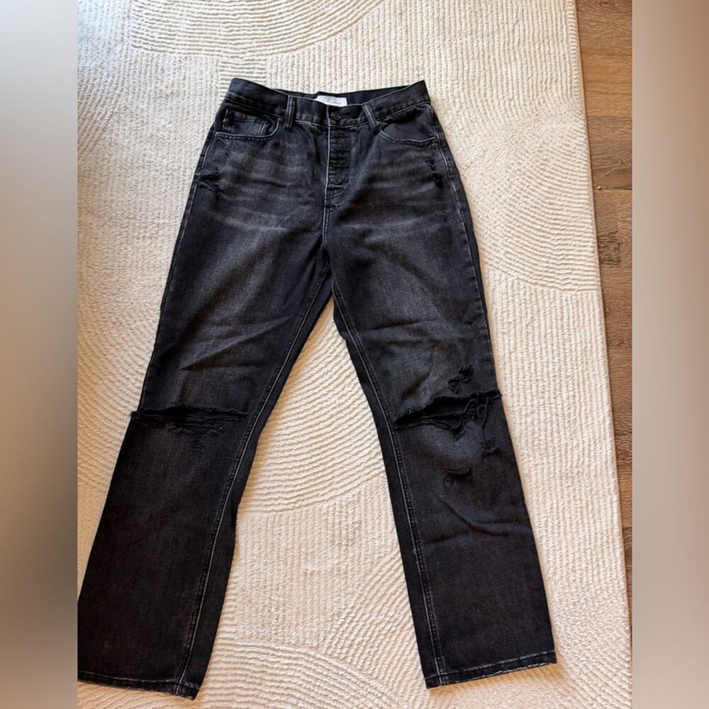 KanCan Black Distressed Straight-Leg Jeans